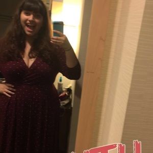 Wine Colored Polka Dot Wrap Dress